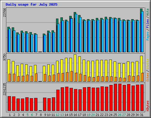 Daily usage for July 2025