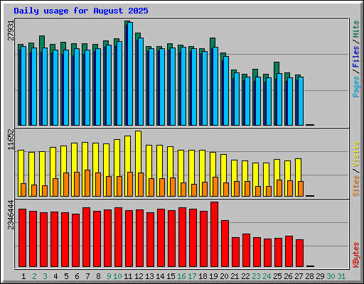 Daily usage for August 2025